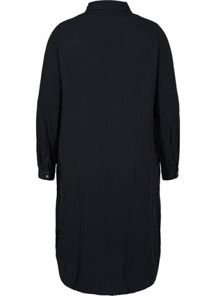 Langes Hemdkleid aus Viskose, Black, Packshot image number 1