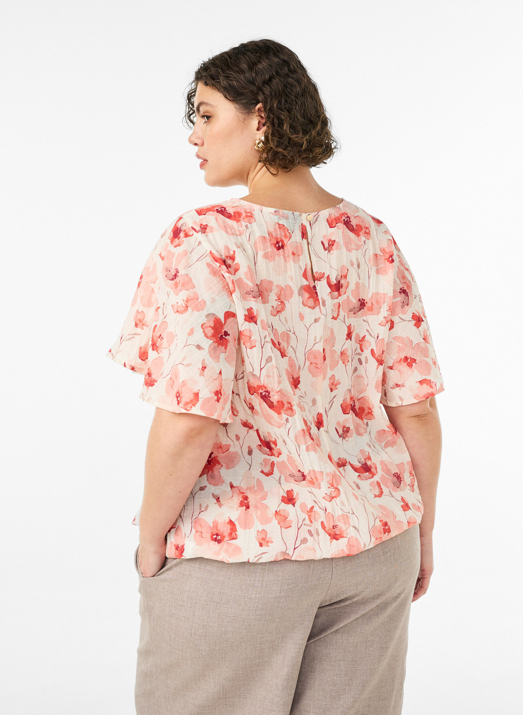 ZizziBluse mit Ballonform und Fl&uuml;gel&auml;rmeln, Orange, Model image number 1