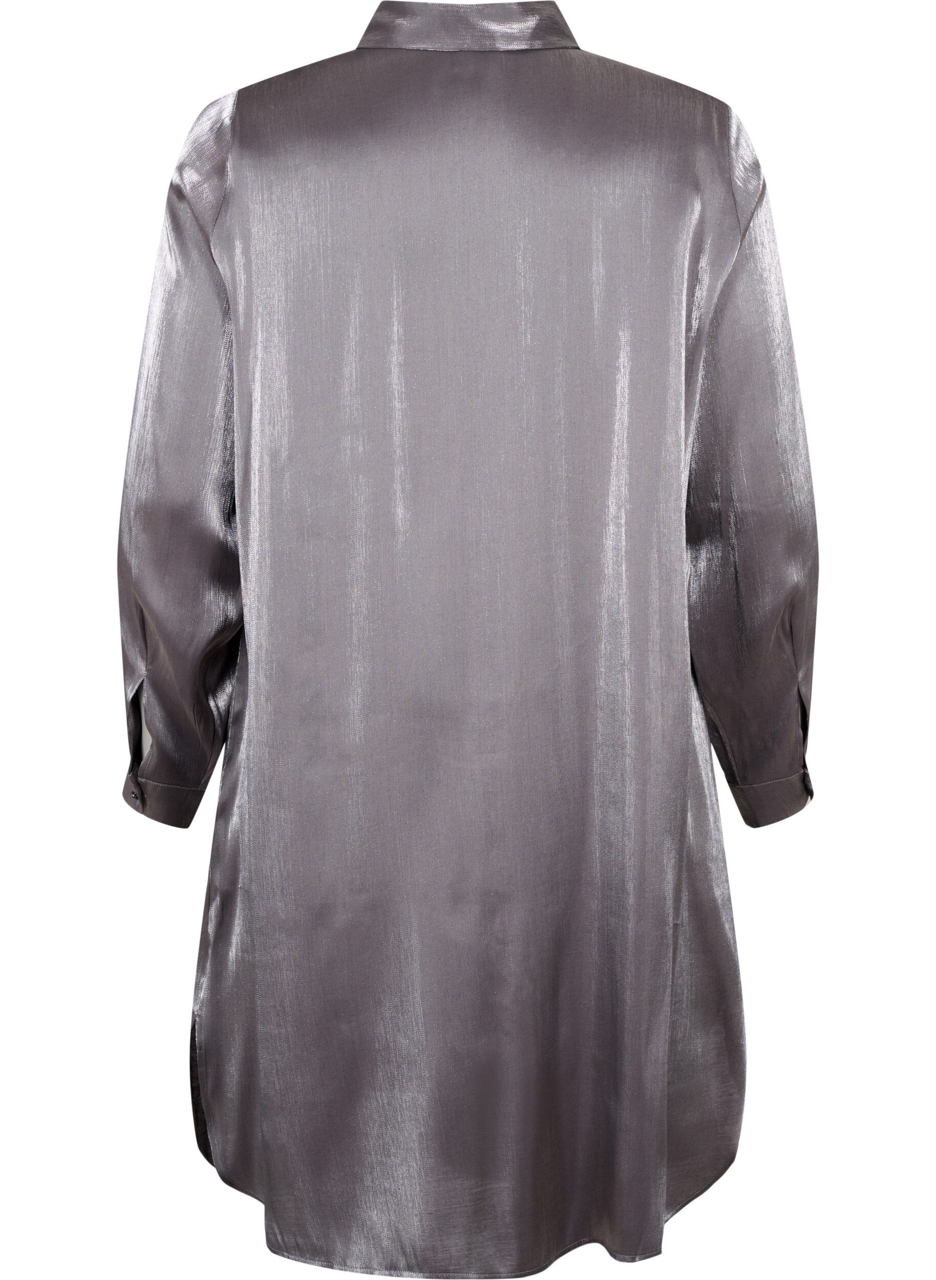 Zizzi Langes silberfarbenes Shirt, Dark Silver, Packshot image number 1