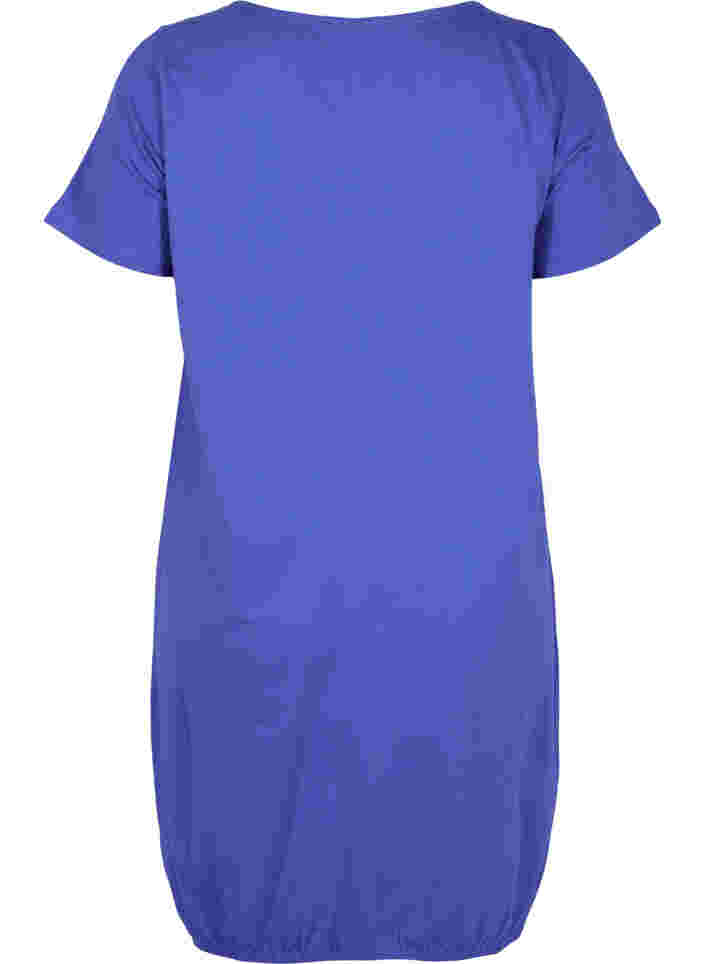 Baumwollkleid mit Rundhalsausschnitt und kurzen Ärmeln, Dazzling Blue, Packshot image number 1
