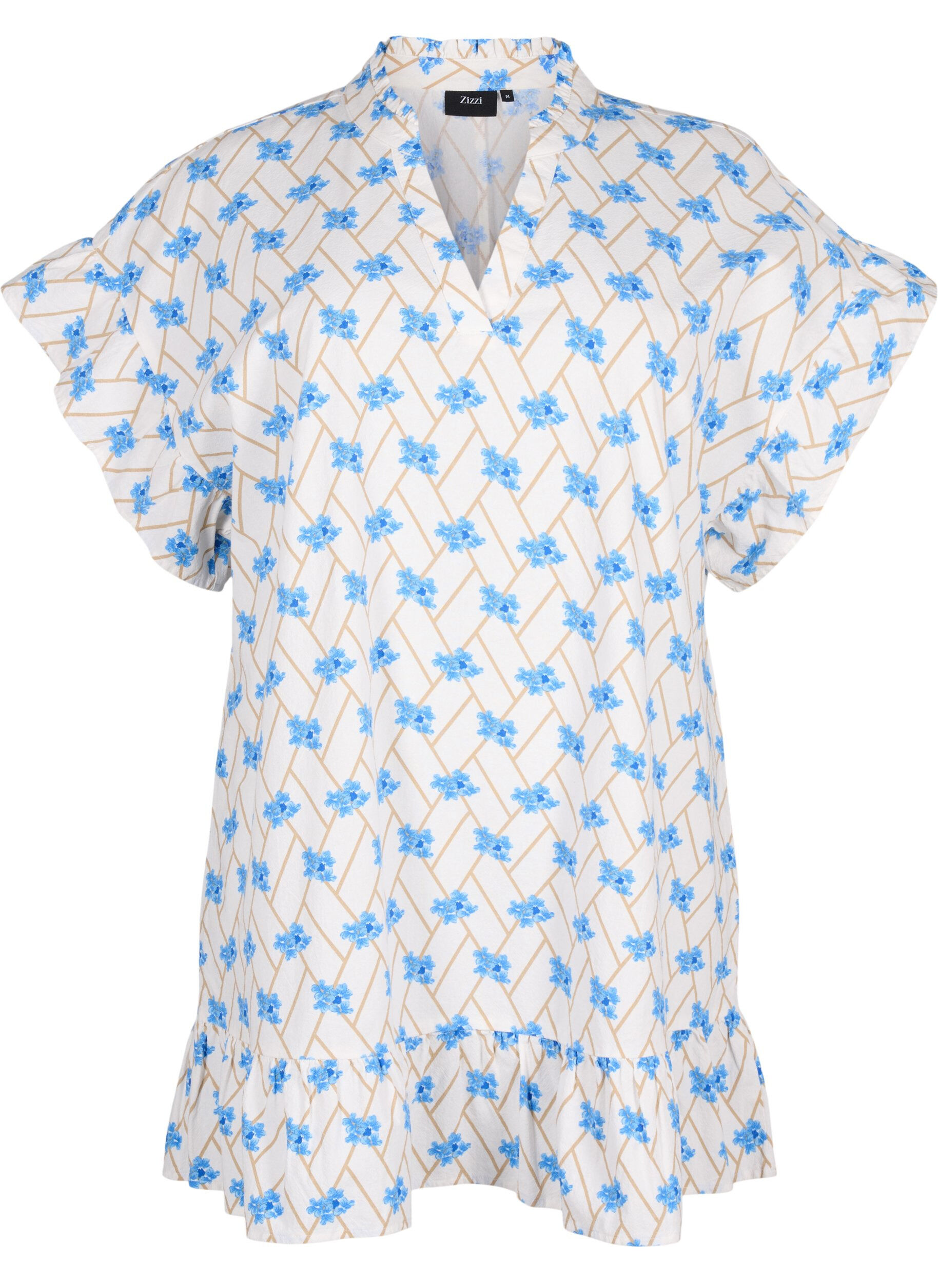 Zizzi Gebl&uuml;mte Tunika aus Baumwolle, Snow White Flower, Packshot image number 0
