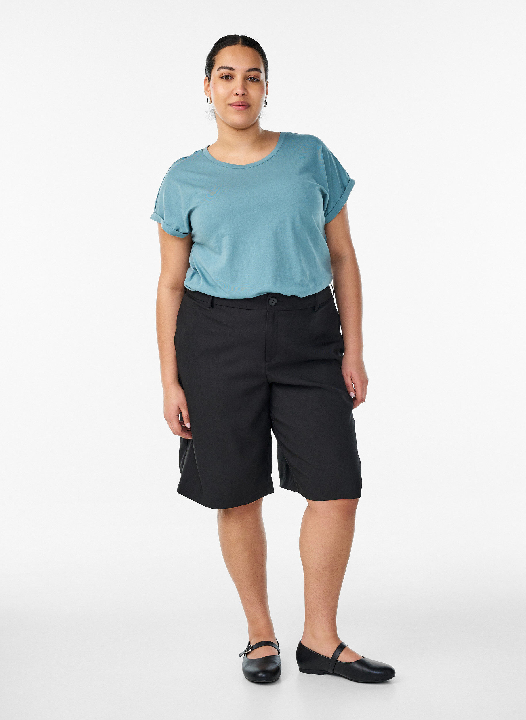 ZizziKurz&auml;rmeliges T-Shirt aus einer Baumwollmischung, Blau, Model image number 1