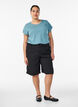 Kurz&auml;rmeliges T-Shirt aus einer Baumwollmischung, Blau, Model image number 1