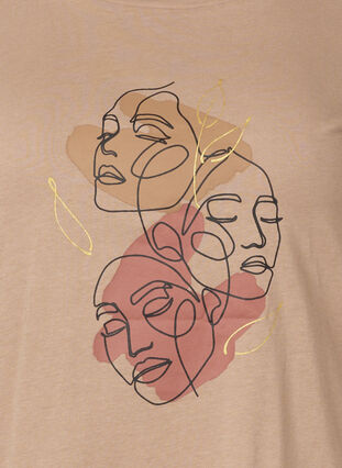 T-Shirt aus Baumwolle mit Rundhalsausschnitt und Print, Natural FACE, Packshot image number 2