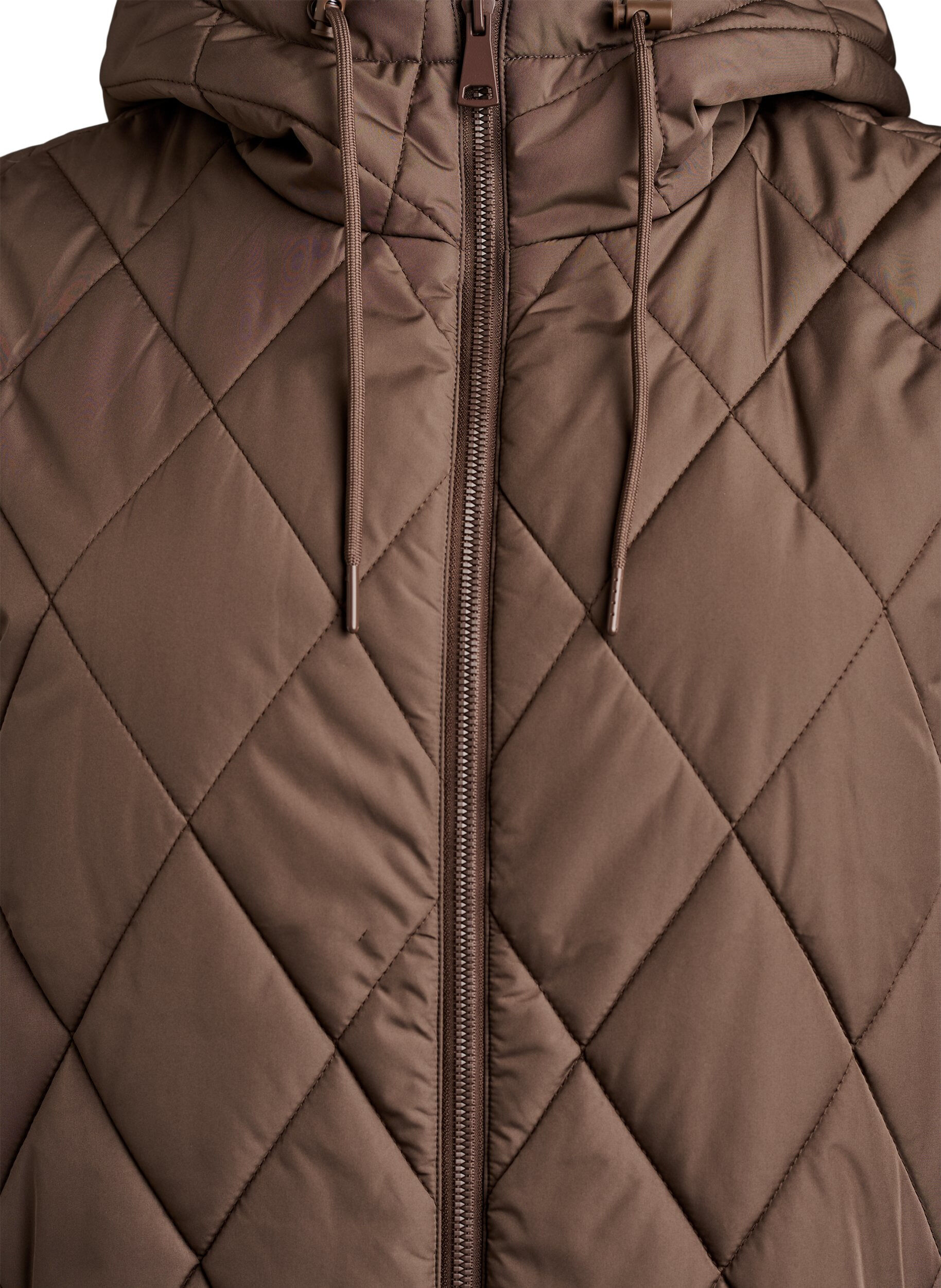 ZizziMittellange Steppweste mit Kapuze, Braun, Packshot image number 2