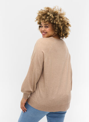 Gestrickte Bluse mit langen Ärmeln und Ripp, Nomad Mel, Model image number 1