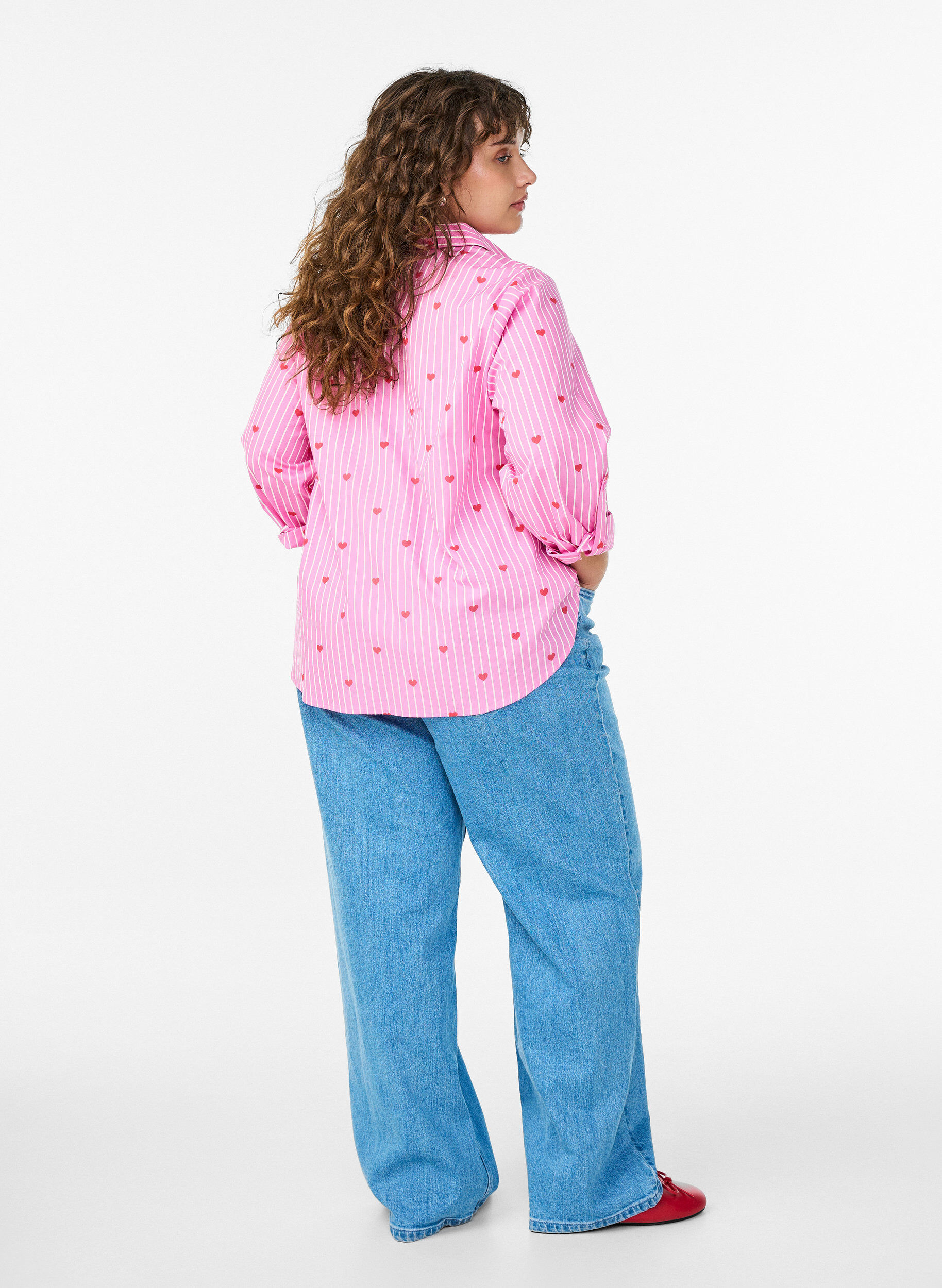 Zizzi Wide-Leg-Jeans mit hoher Taille, Blau, Model image number 1