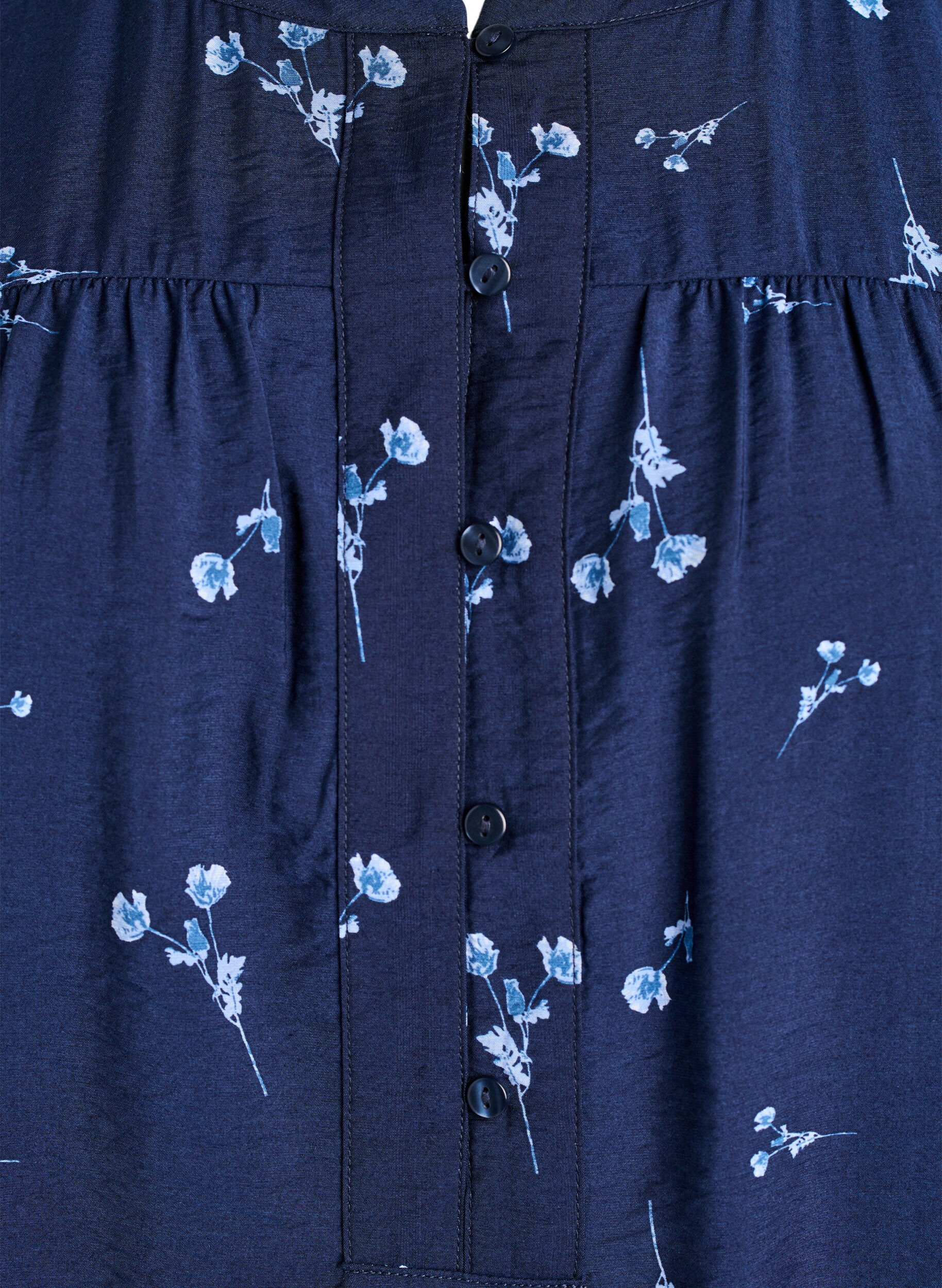 Zizzi Bluse mit Druckknopfverschluss und kleinen Blumen, Blau, Packshot image number 2