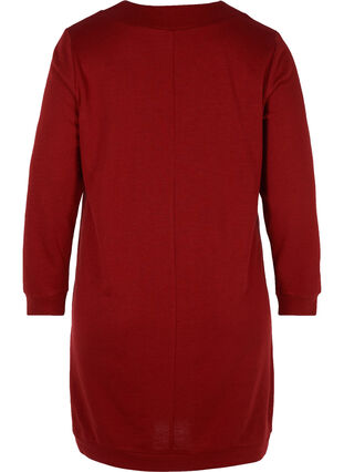 Sweatshirt-Kleid mit V-Ausschnitt, Red Dahlia, Packshot image number 1