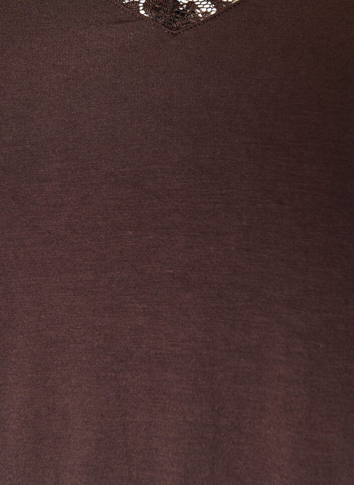 Bluse aus Viskose mit Spitzen und V-Ausschnitt, Braun, Packshot image number 2