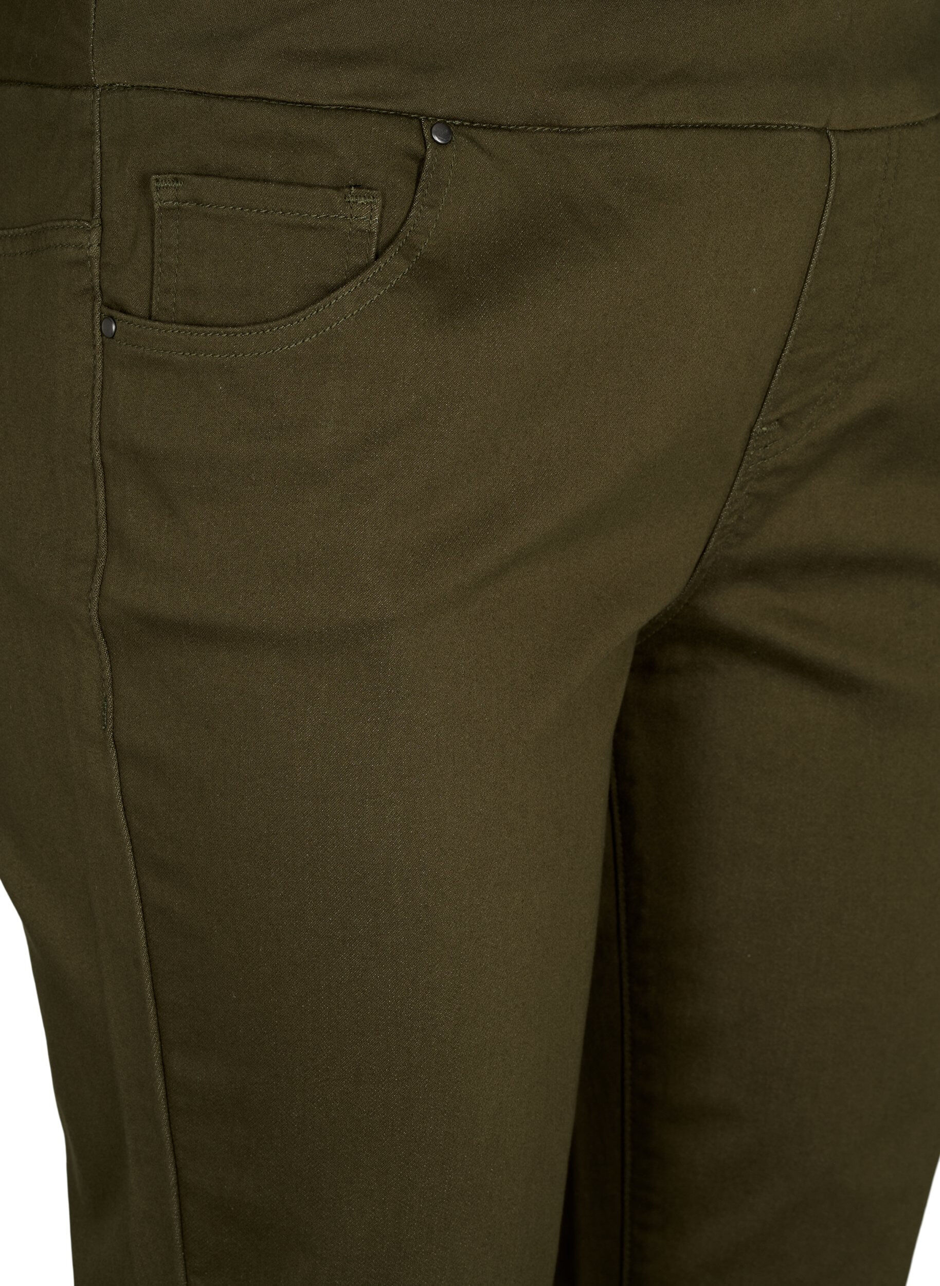 Zizzi Eng anliegende Caprihose aus einer Baumwollmischung, Ivy Green, Packshot image number 2
