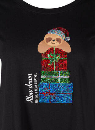 Weihnachts-T-Shirt aus Baumwolle, Black Gift, Packshot image number 2