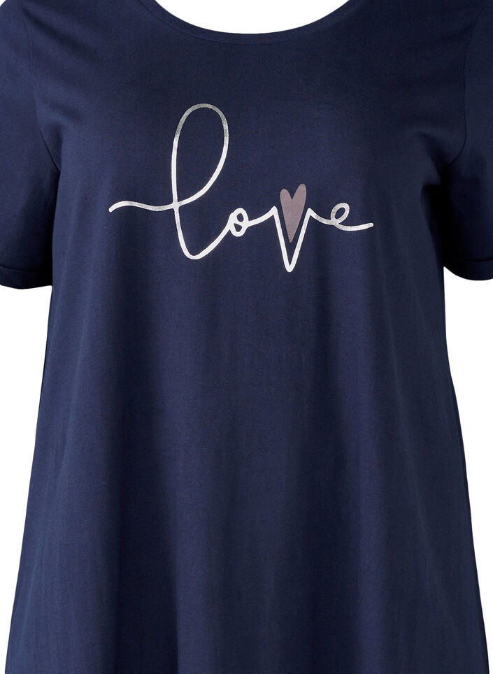 Kurz&auml;rmeliges Nachthemd aus Bio-Baumwolle, Blau, Packshot image number 2