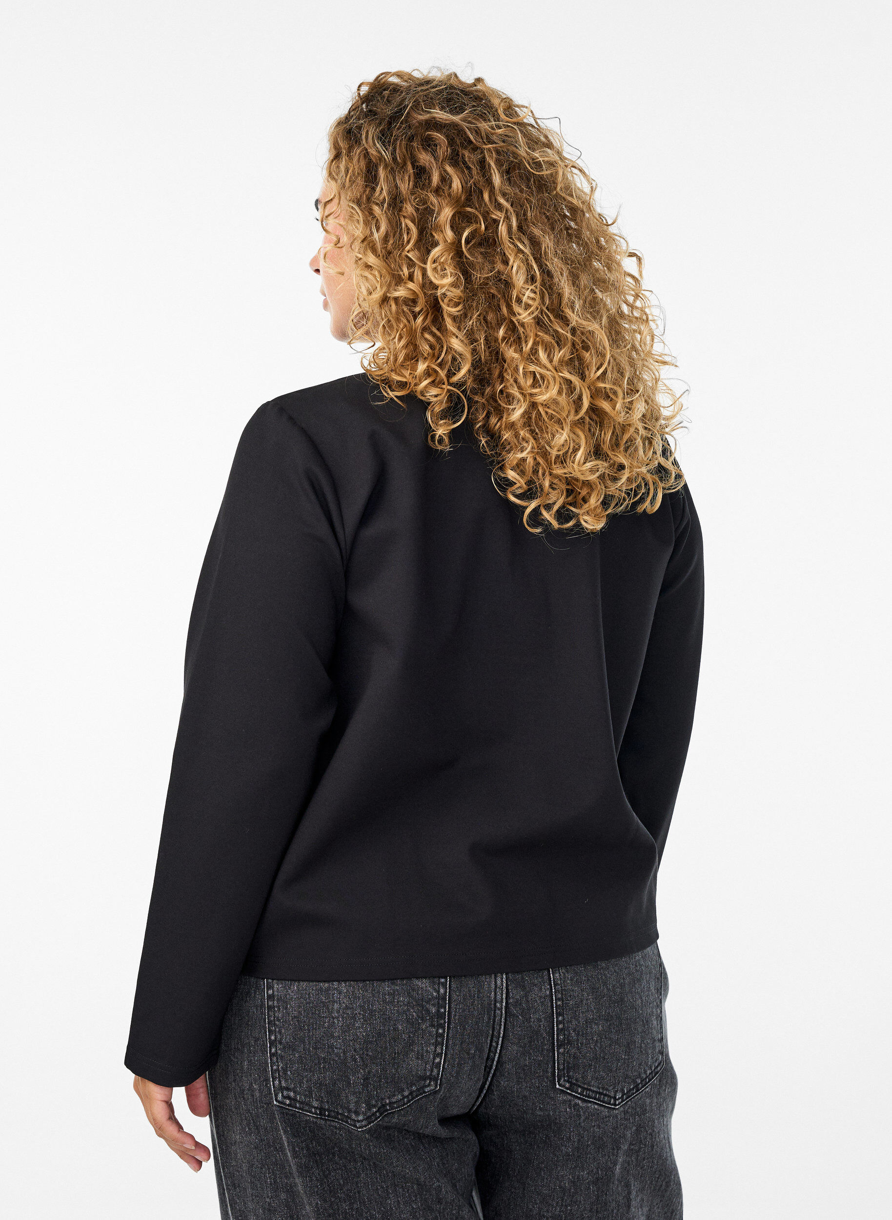 Zizzi Cardigan mit Zierkn&ouml;pfen, Schwarz, Model image number 2