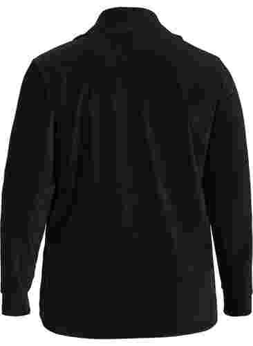 Hochgeschlossene Velour-Bluse mit Reißverschluss, Black, Packshot image number 1