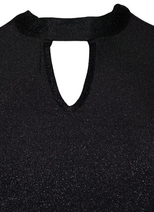 Langärmlige Glitzerbluse mit Rundhalsausschnitt und V-Detail, Black Black, Packshot image number 2