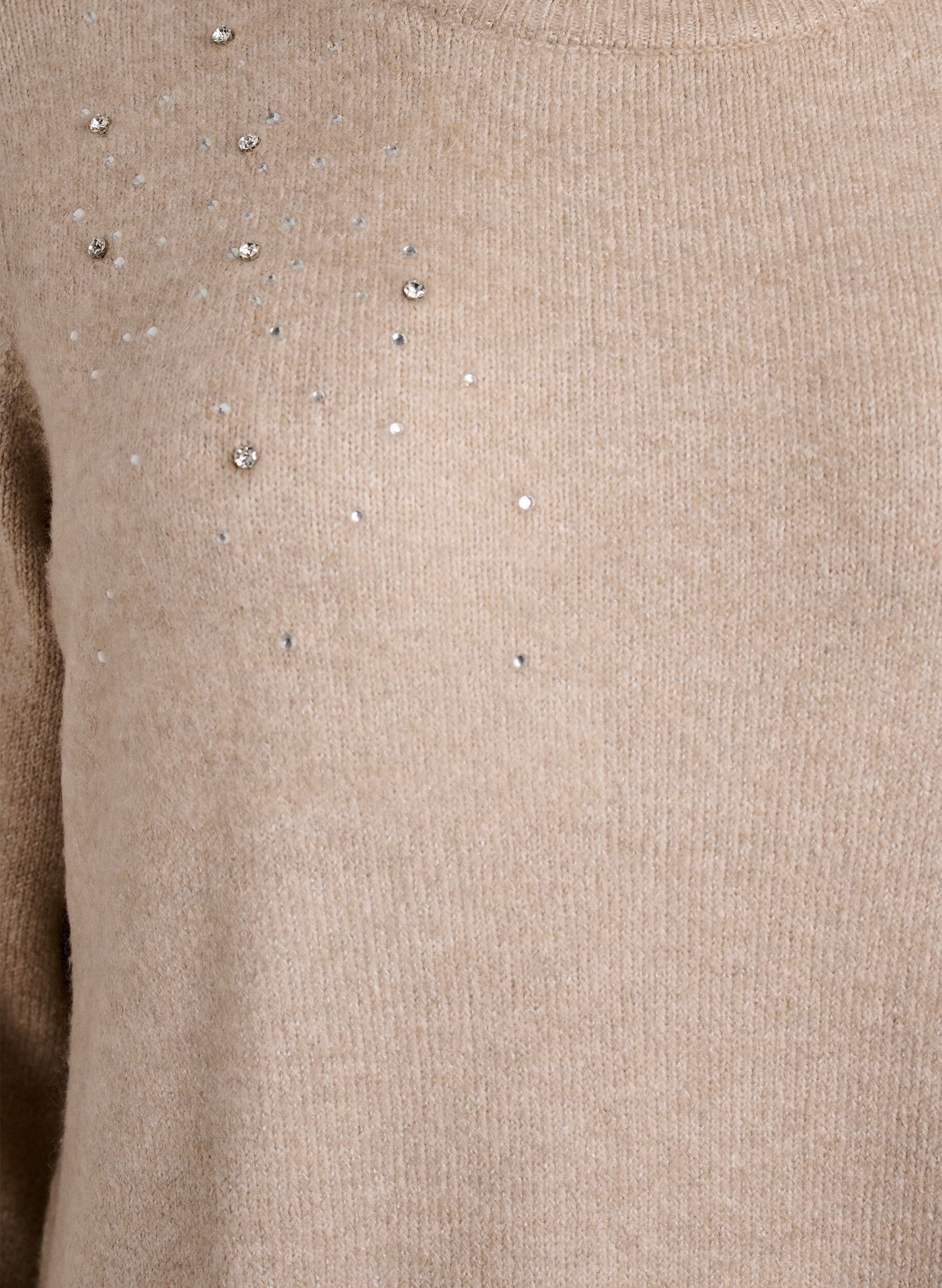 Zizzi Kurzes Strickkleid mit Strasssteinen, Beige, Packshot image number 2