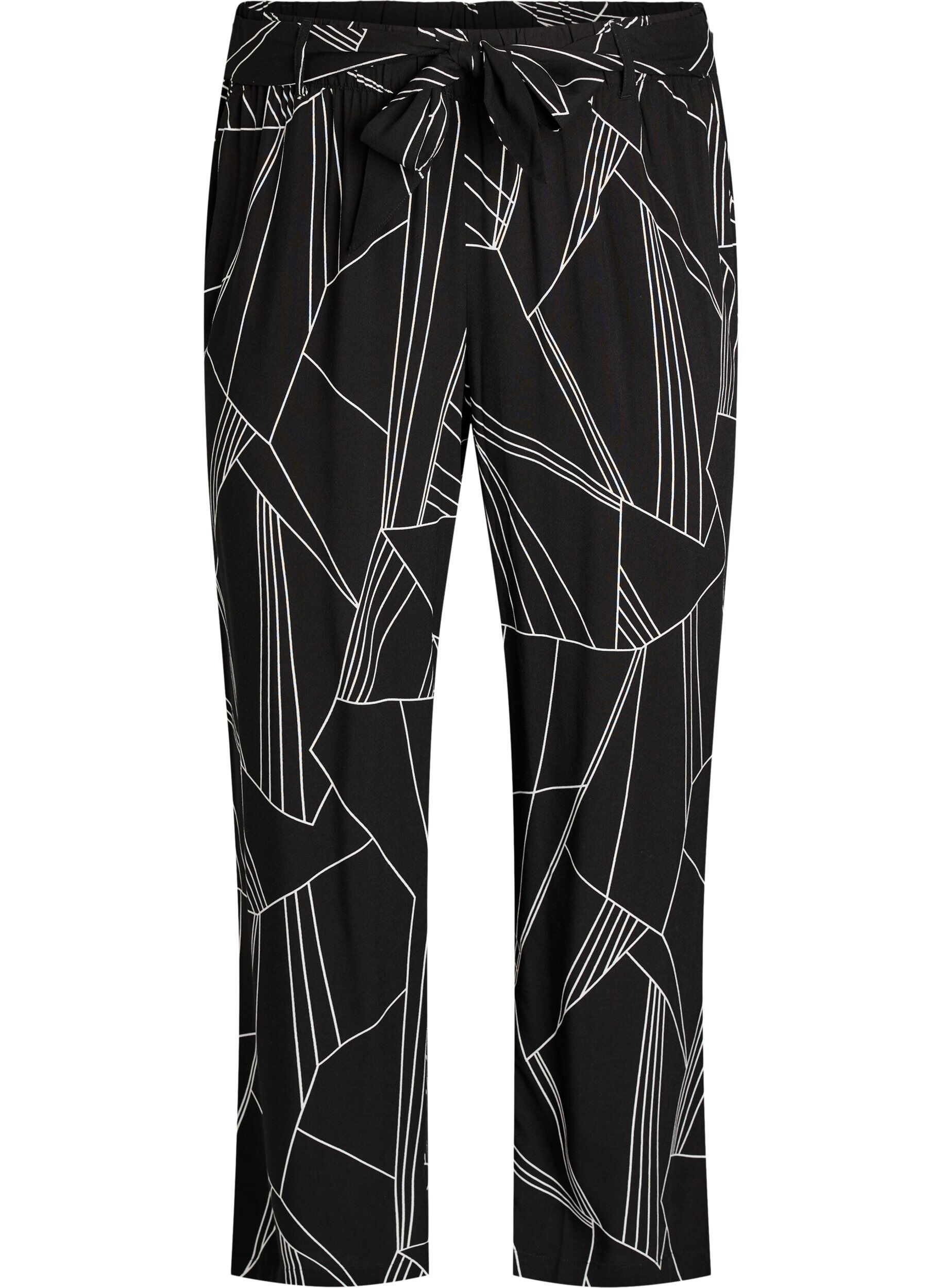 Zizzi Hoch taillierte Hose aus Viskose, Schwarz, Packshot image number 0