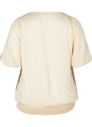 Bluse mit kurze Puffärmeln und Smock, Creme , Packshot image number 1
