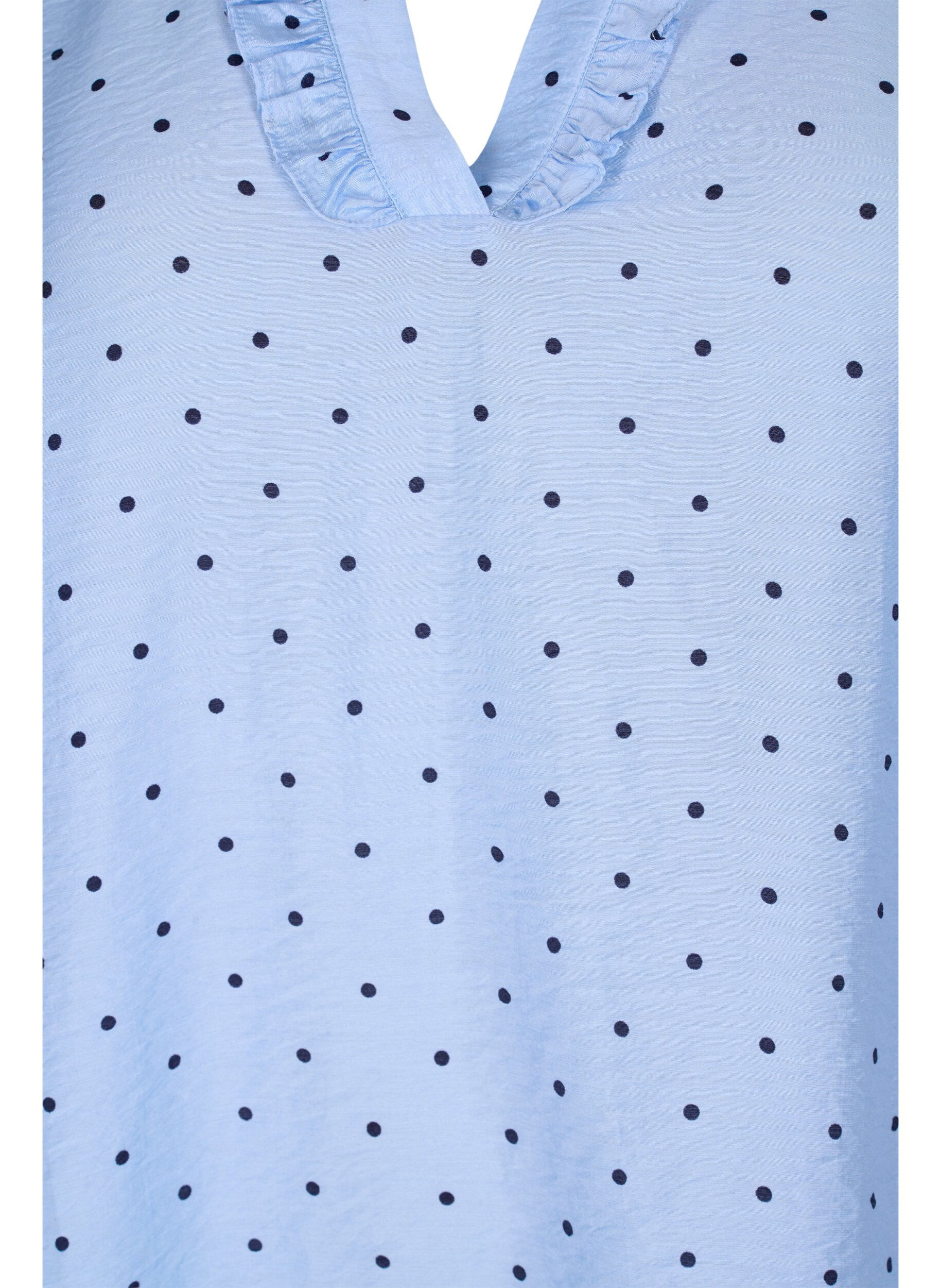 Zizzi Punktebluse mit 3/4-&Auml;rmeln aus Viskose, Light Blue Dot, Packshot image number 2