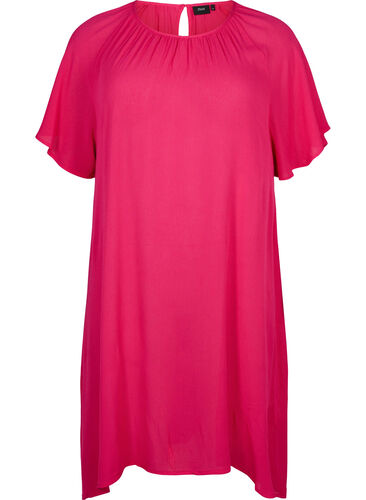 Kleid aus Viskose mit kurzen Ärmeln, Bright Rose, Packshot image number 0