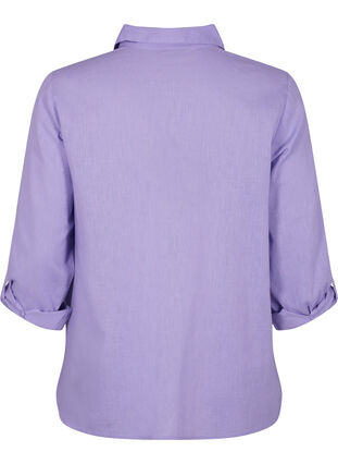 Hemdbluse mit Knopfverschluss aus Baumwoll-Leinen-Gemisch, Lavender, Packshot image number 1