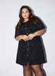Kurzes Kleid mit Rosenprint und Kn&ouml;pfen, Schwarz, Model image number 0