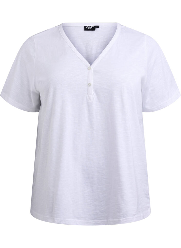 T-Shirt mit Knopfleiste, Wei&szlig;, Packshot image number 0