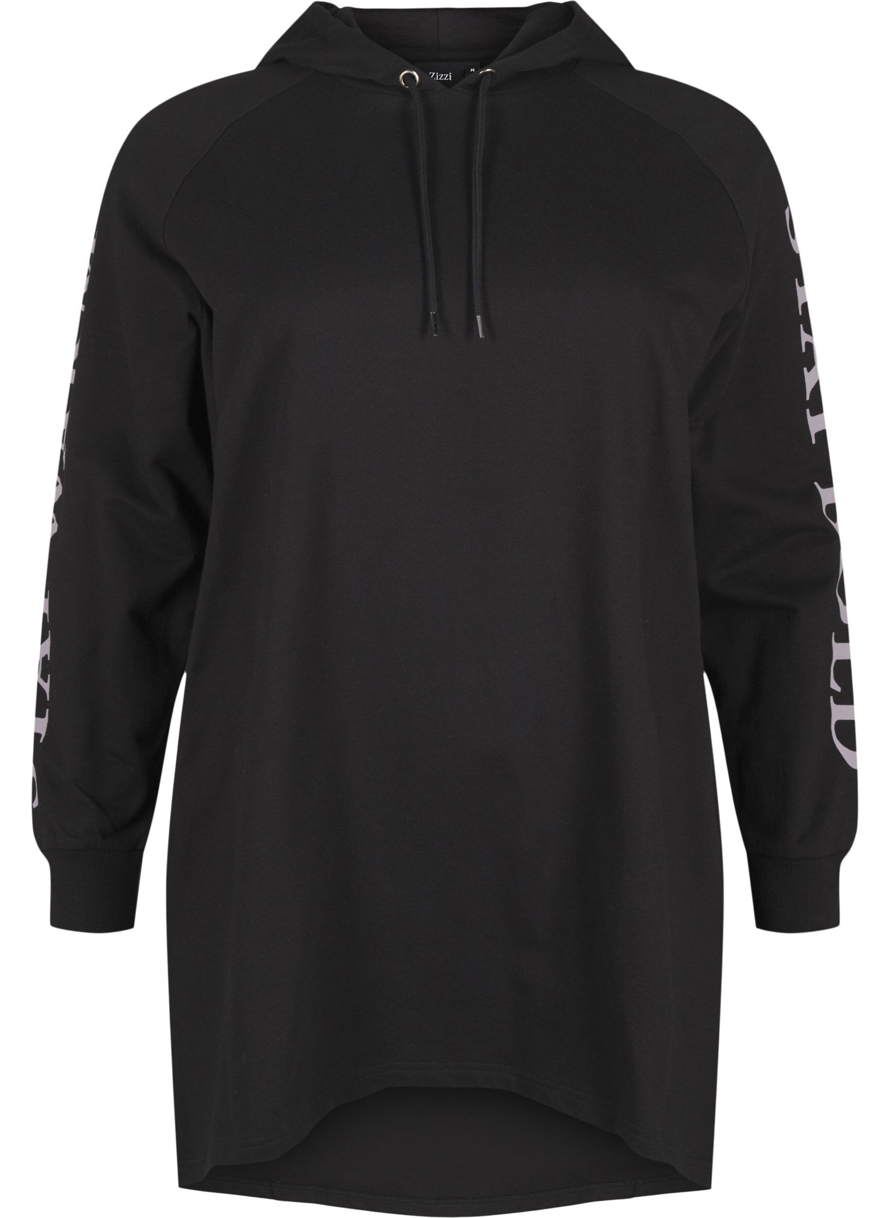 Zizzi Oversize-Sweatshirt mit Print an den &Auml;rmeln, Black w. Silver, Packshot image number 0