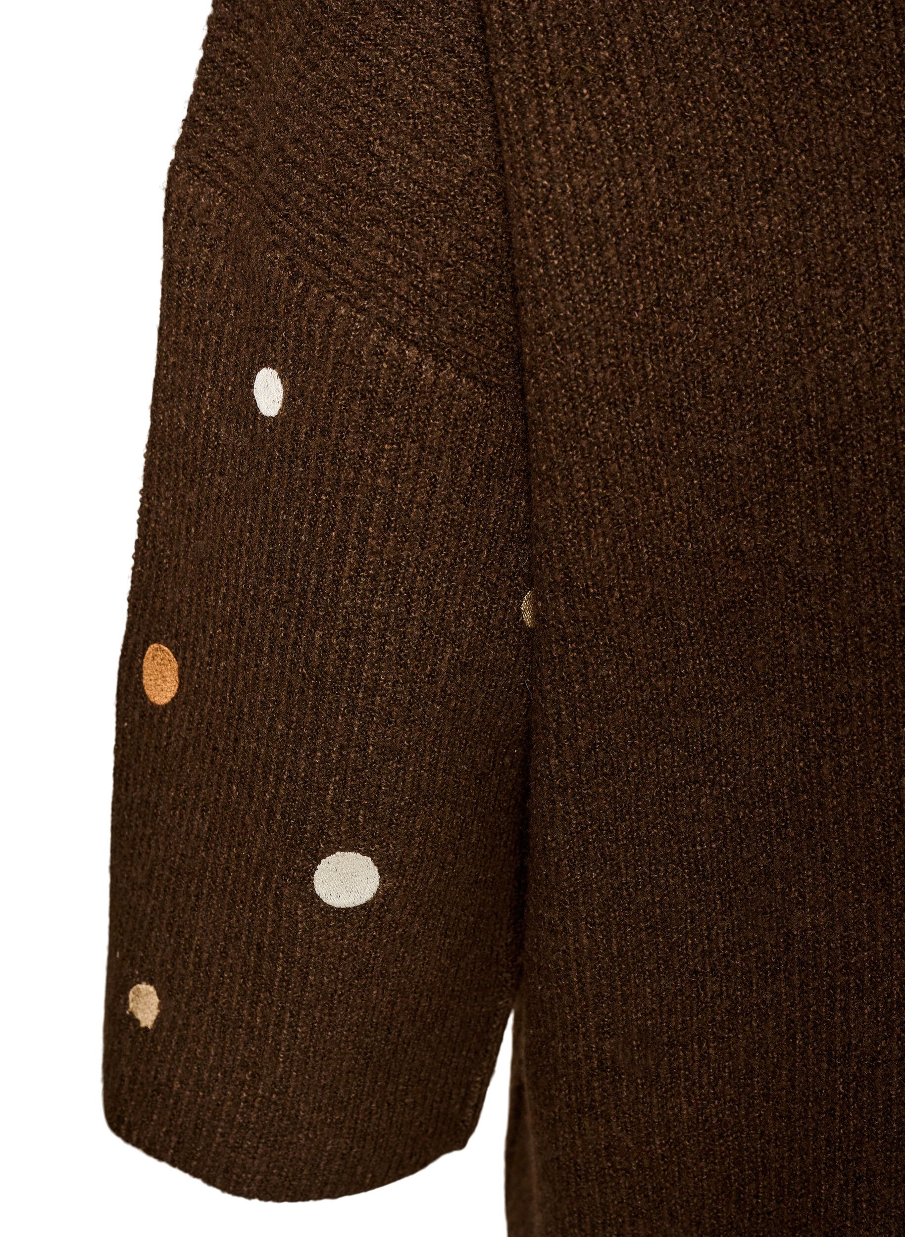 ZizziStrickbluse mit kleinen Stickmotiven, Braun, Packshot image number 3