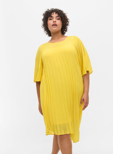 Kleid mit 2/4 Ärmeln und A-Linie, Primrose Yellow, Model image number 0