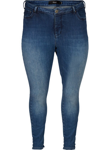 Nille Jeans im Extra Slim Modell mit hoher Taille, Dark blue denim, Packshot image number 0