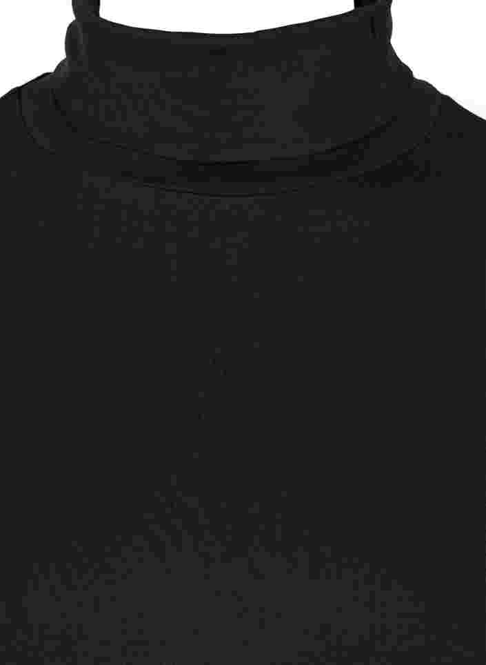 Langärmelige Baumwollbluse mit Rollkragen, Solid Black, Packshot image number 2