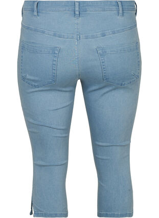 Hochtaillierte Capri Jeans aus Baumwollmischung, Light blue denim, Packshot image number 1