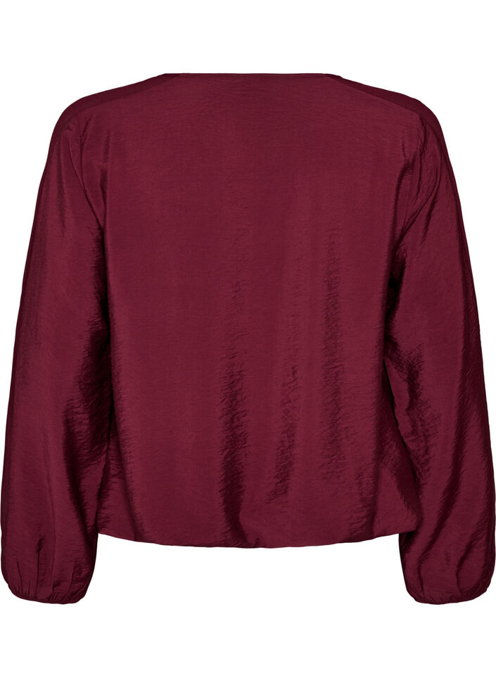 Bluse mit Balloneffekt und Chiffondetails, Rot, Packshot image number 1