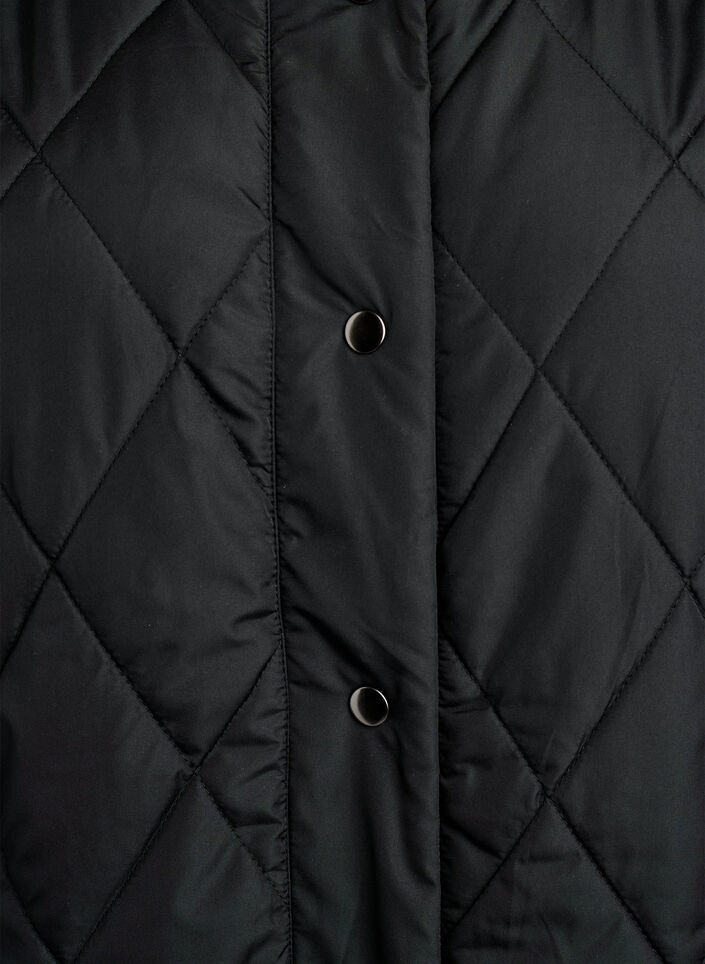 Lange Steppweste mit Druckkn&ouml;pfen, Schwarz, Packshot image number 2