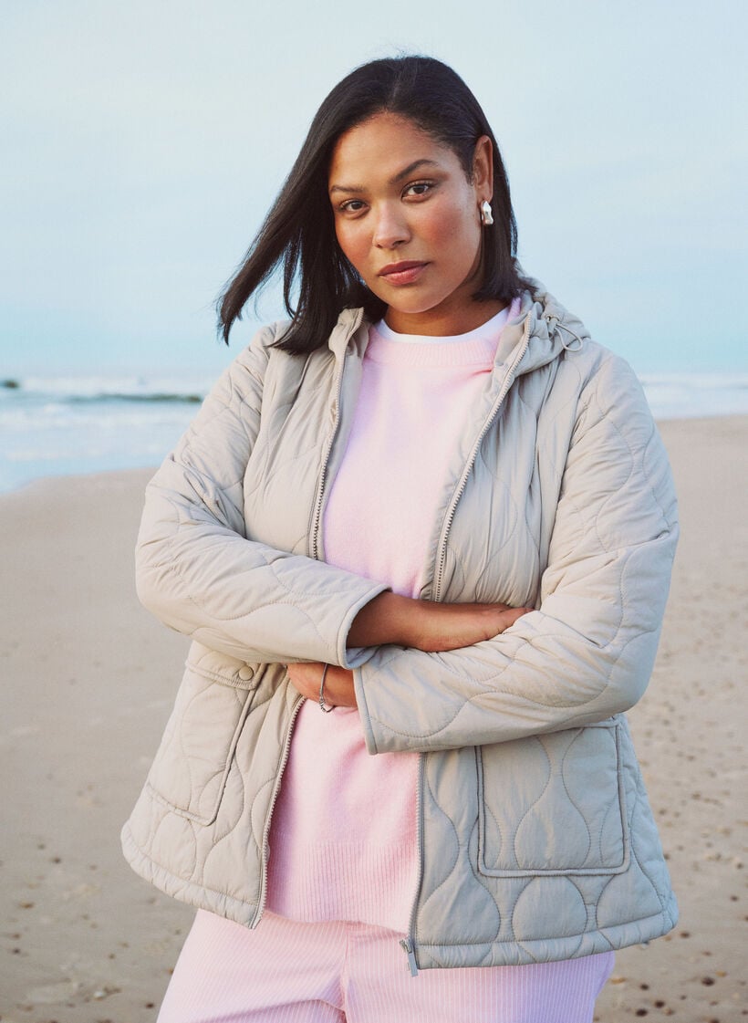 Steppjacke mit Kapuze und Taschen, Beige, Image image number 0