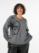 Pullover mit Blumenapplikation, Grau, Model image number 0