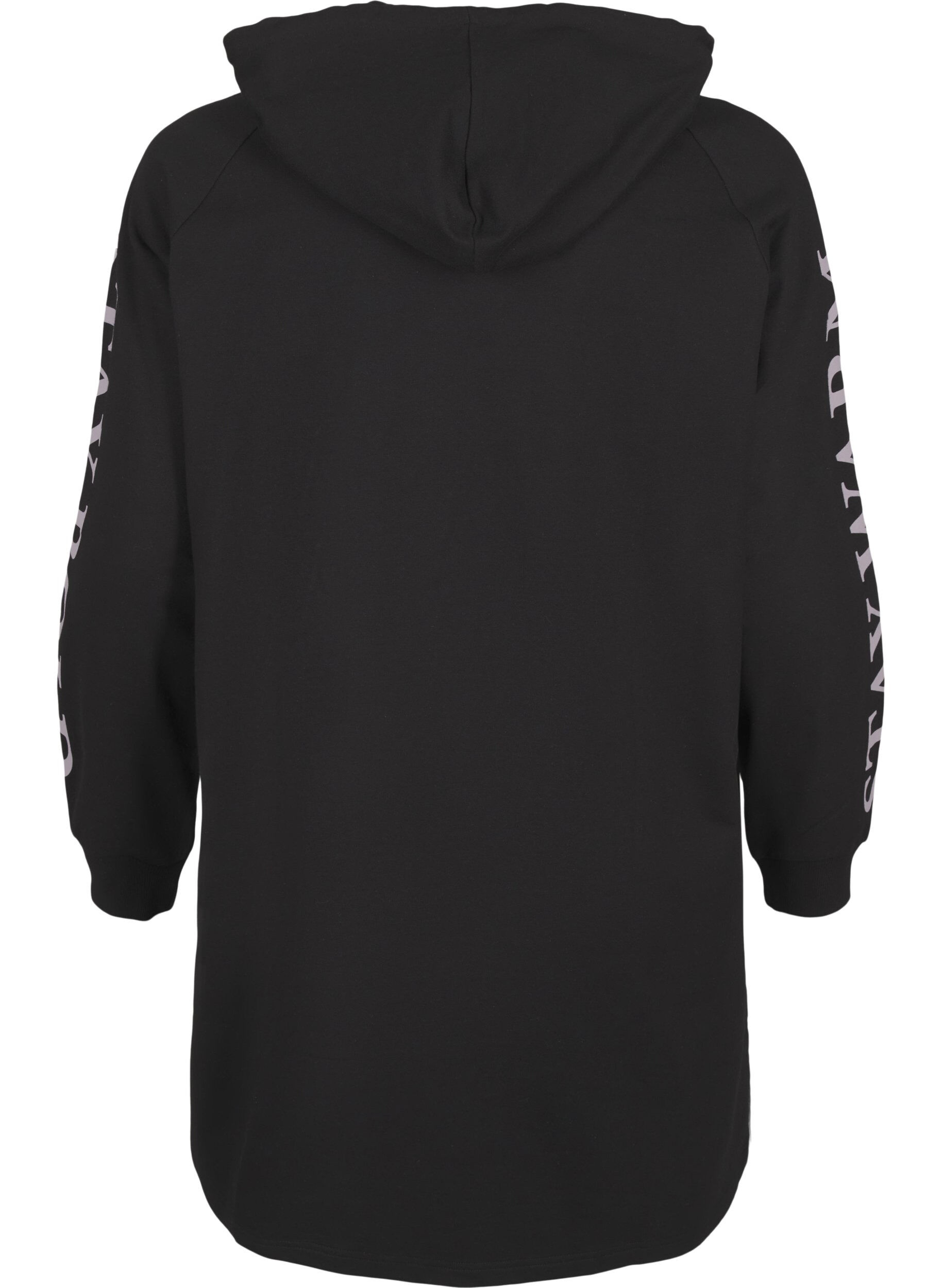 Zizzi Oversize-Sweatshirt mit Print an den &Auml;rmeln, Black w. Silver, Packshot image number 1