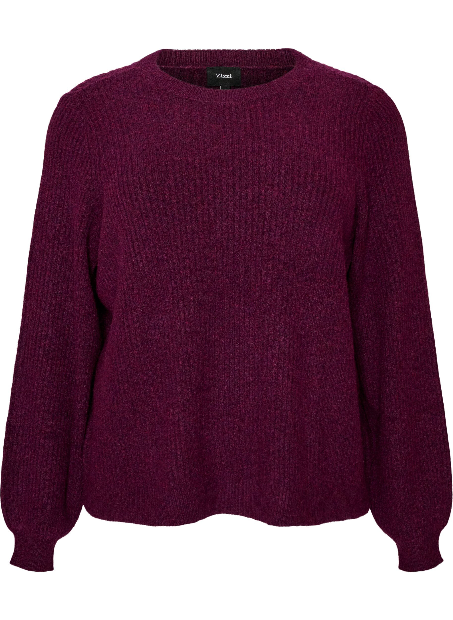 Gerippter Pullover mit Ballon&auml;rmeln
