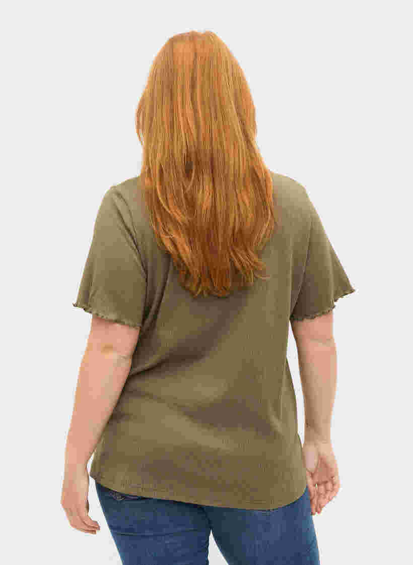 Kurzarm T-Shirt aus Rippqualität, Dusty Olive, Model image number 1