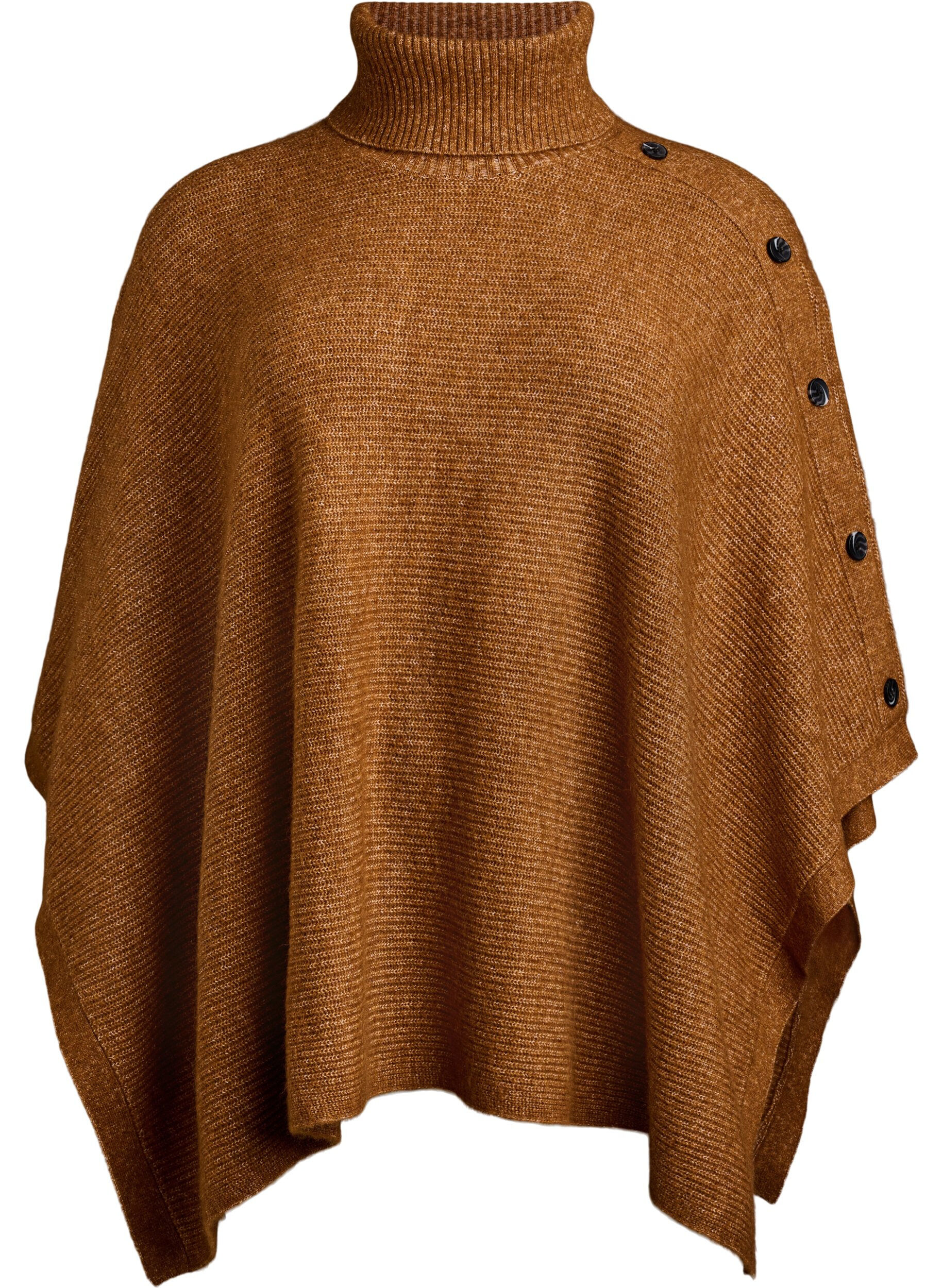 Poncho mit Rollkragen und Knopfdetail 