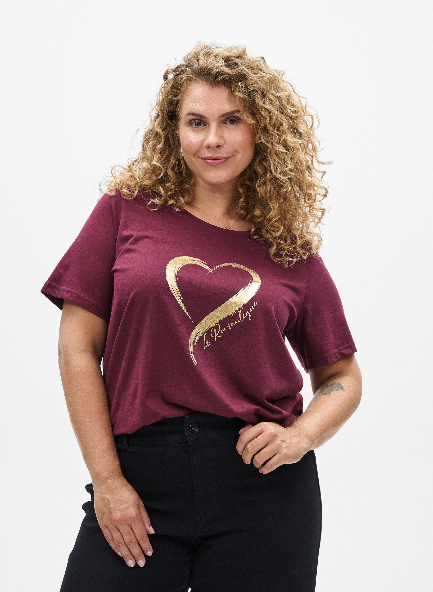 Zizzi FLASH - T-Shirt mit Print, Rot, Model image number 0