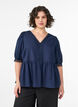 Bluse aus strukturierter Baumwolle mit H&auml;keldetails, Blau, Model image number 0