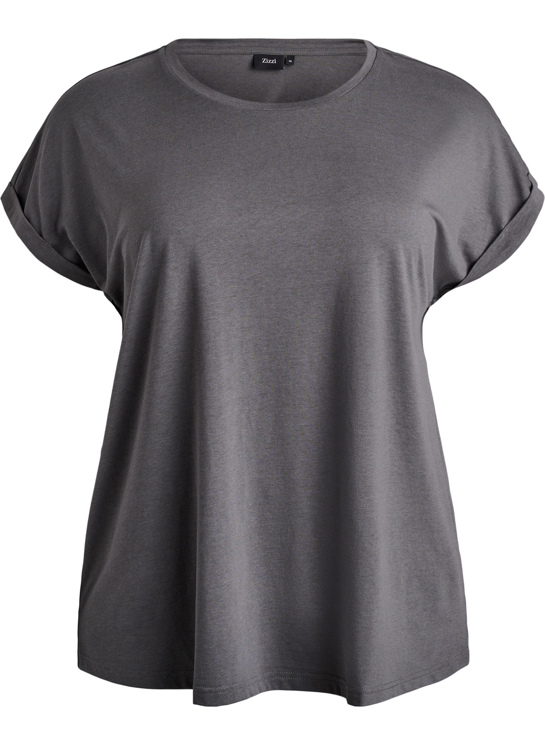 ZizziKurz&auml;rmeliges T-Shirt aus Baumwollmischgewebe, Grau, Packshot image number 0
