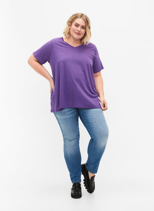 Kurzärmeliges T-Shirt mit A-Linie, Deep Lavender, Model image number 2