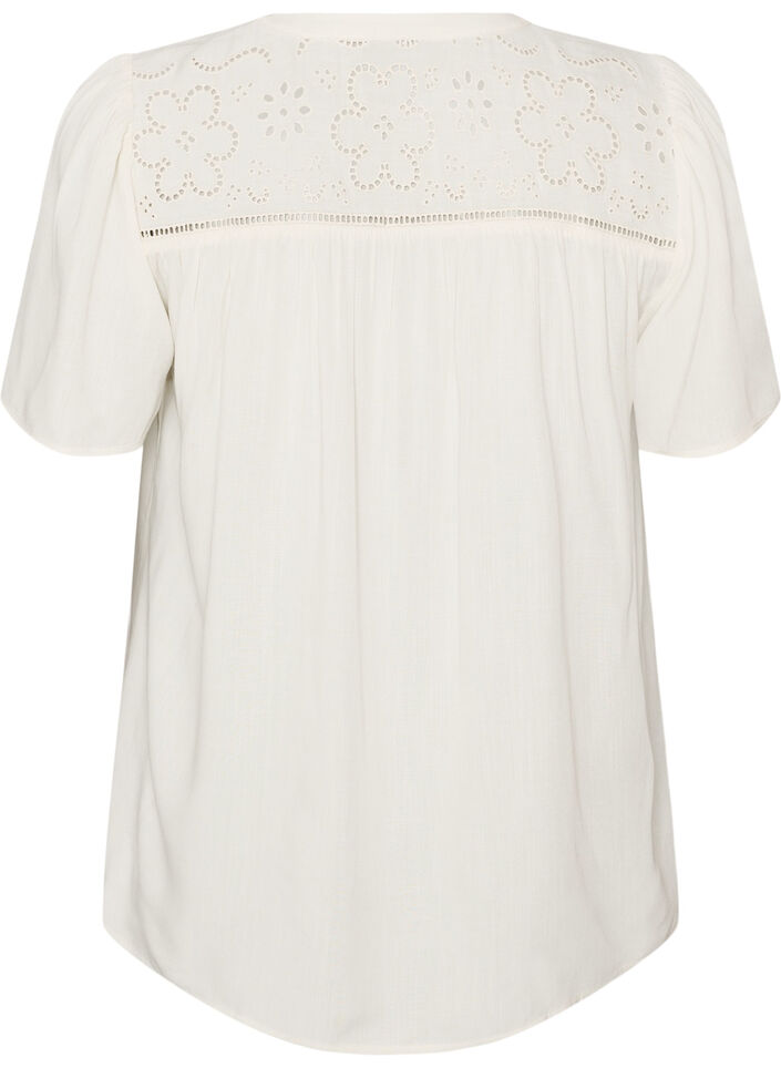 Bluse aus Viskose mit Broderie Anglaise, Beige, Packshot image number 1