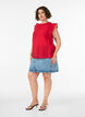 &Auml;rmellose Bluse mit Struktur und R&uuml;schen, Rot, Model image number 1