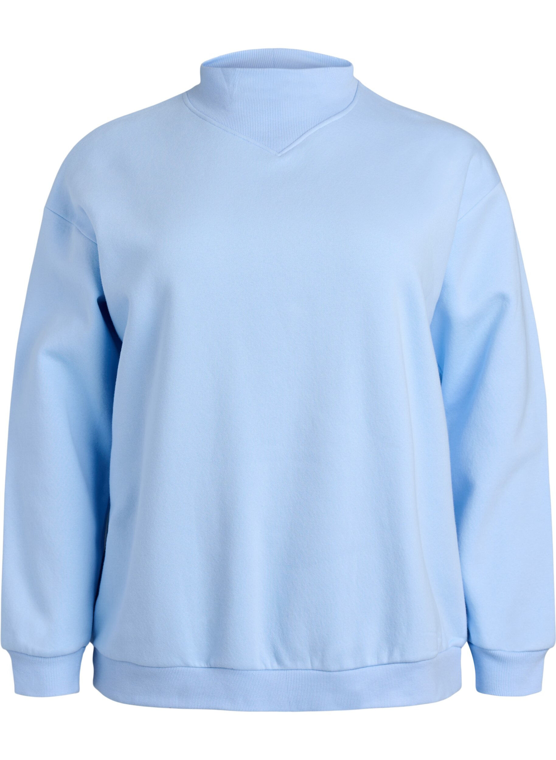 Zizzi Sweatshirt mit hohem Kragen und langen &Auml;rmeln, Blau, Packshot image number 0