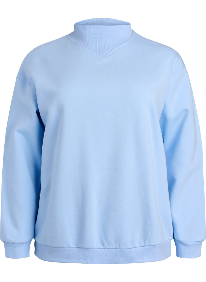 Sweatshirt mit hohem Kragen und langen &Auml;rmeln, Blau, Packshot image number 0